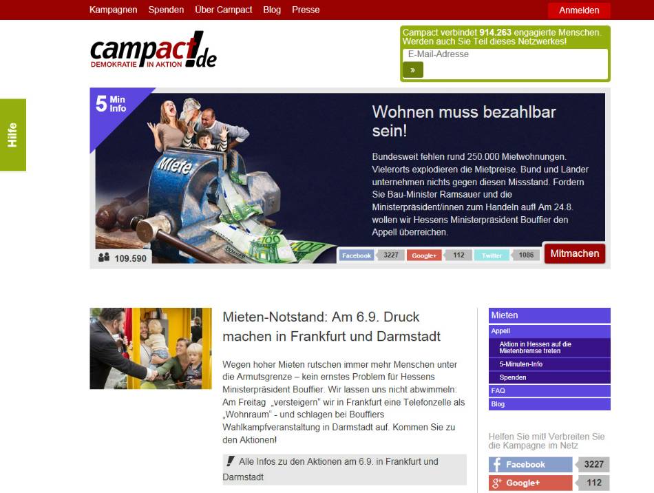 Die Website des Campact e.V.