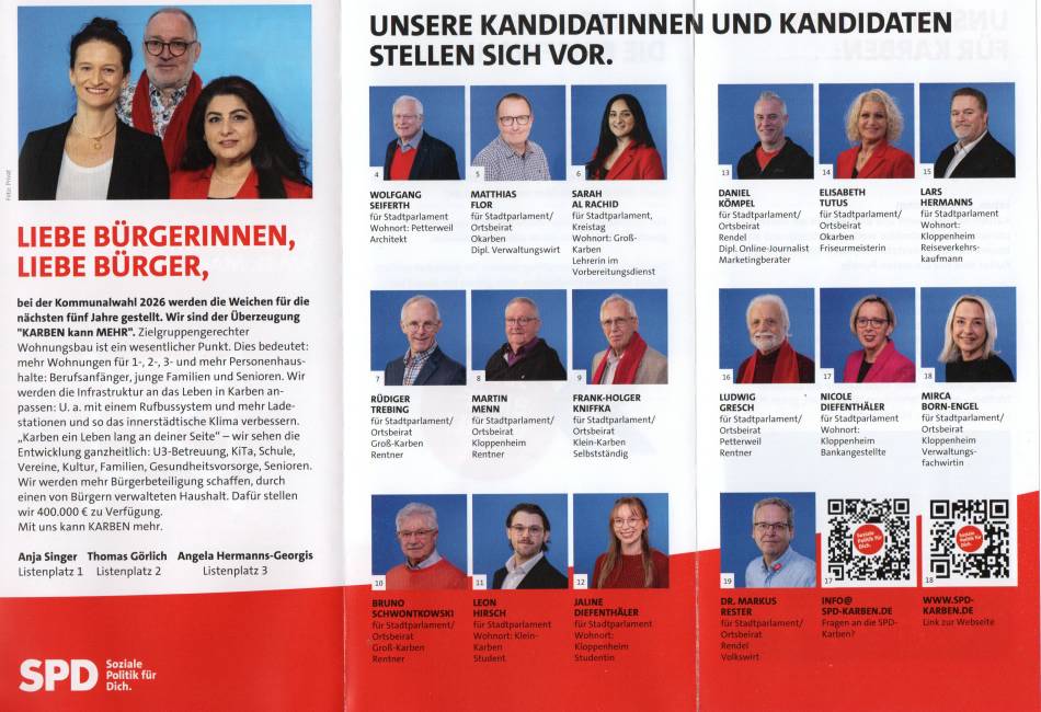Kandidierenden-Flyer für das Stadtparlament