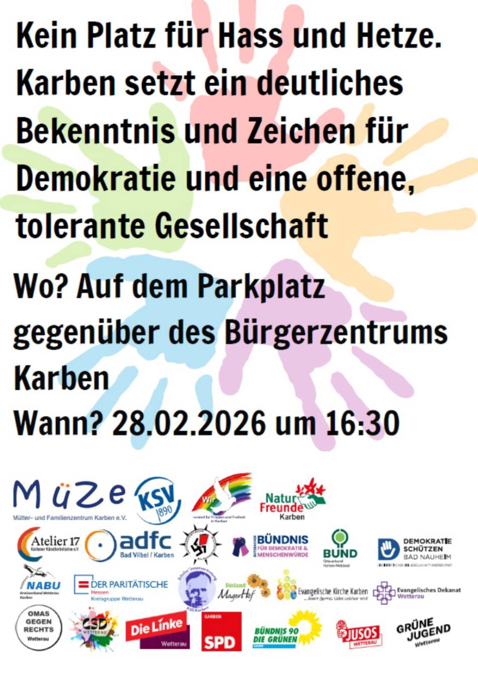 Kundgebung: Für Demokratie und eine offene tolerante Gesellschaft