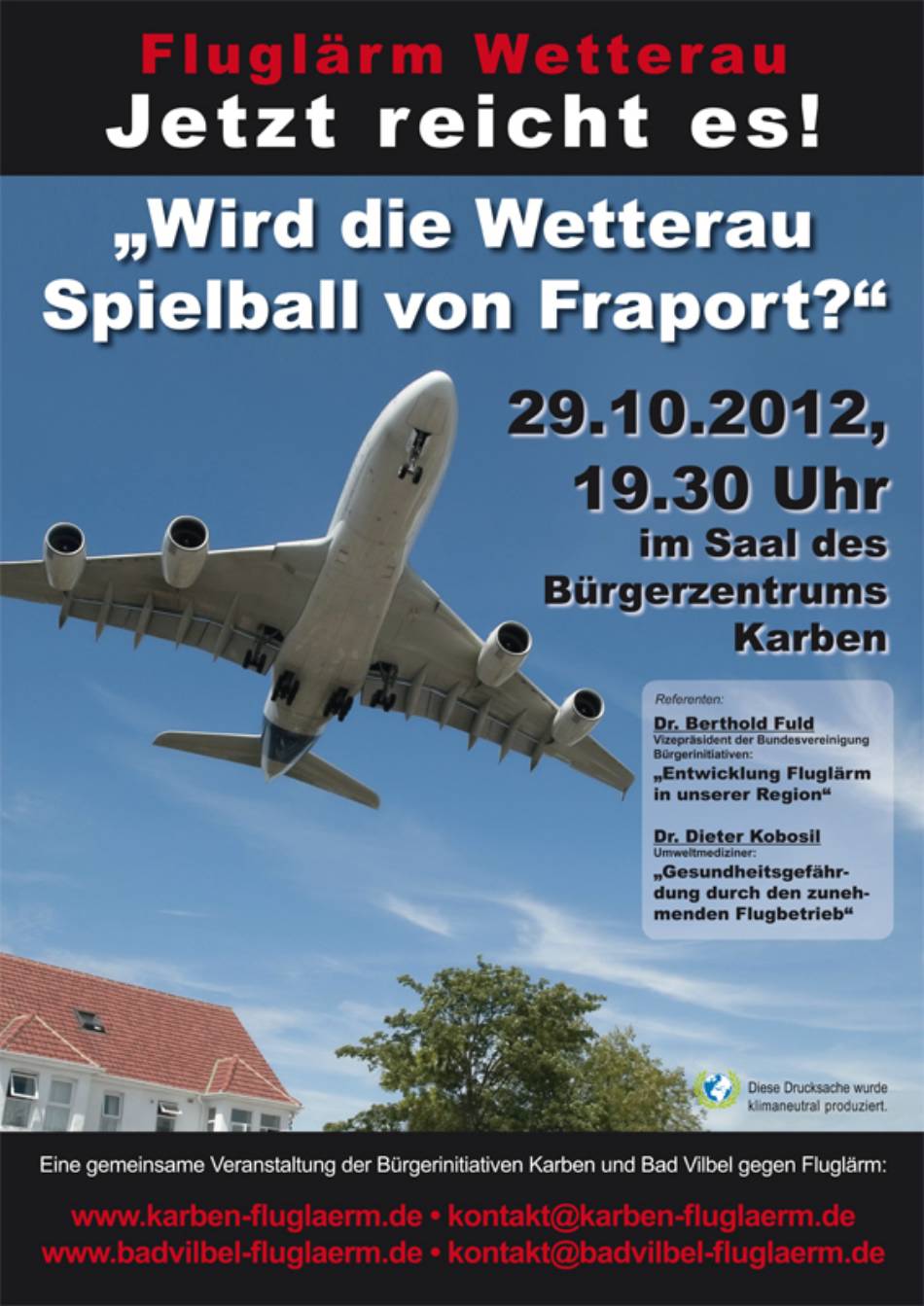 Plakat zur Bürger-Informationsveranstaltung der Karbener und Bad Vilbeler BIs